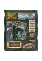 JQ Licensing Trout Fishing Silky Touch Super Soft Throw Blanket 152 X 127 cm in White - thumbnail 1