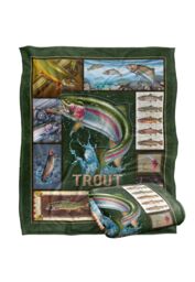 JQ Licensing Trout Fishing Silky Touch Super Soft Throw Blanket 152 X 127 cm in White - thumbnail 2