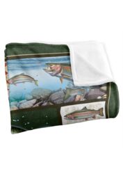 JQ Licensing Trout Fishing Silky Touch Super Soft Throw Blanket 152 X 127 cm in White - thumbnail 3