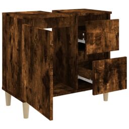Berkfield Home Bathroom Cabinet Smoked Oak 65x33x60 cm Engineered Wood in Brown - Size: 65 x 33 x 60 cm - thumbnail 6