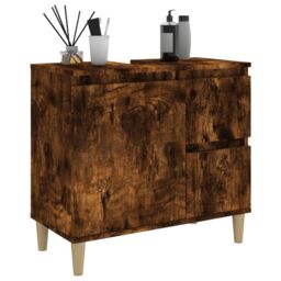 Berkfield Home Bathroom Cabinet Smoked Oak 65x33x60 cm Engineered Wood in Brown - Size: 65 x 33 x 60 cm - thumbnail 5