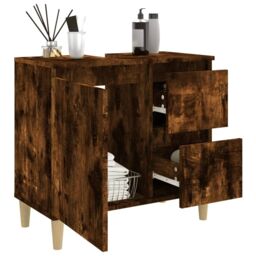 Berkfield Home Bathroom Cabinet Smoked Oak 65x33x60 cm Engineered Wood in Brown - Size: 65 x 33 x 60 cm - thumbnail 4