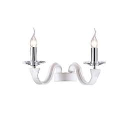 Netlighting Nardini Wall Lamp 2 Light E14 Polished ChromeWhite Faux LeatherCrystal in White