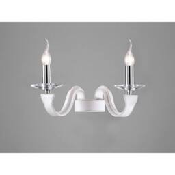 Netlighting Nardini Wall Lamp 2 Light E14 Polished ChromeWhite Faux LeatherCrystal in White - thumbnail 2