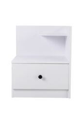 Living and Home Modern Style Wooden Bedside Table with Drawer and Shelf Nightstand in White - thumbnail 2