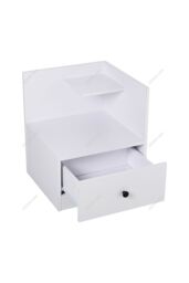 Living and Home Modern Style Wooden Bedside Table with Drawer and Shelf Nightstand in White - thumbnail 3
