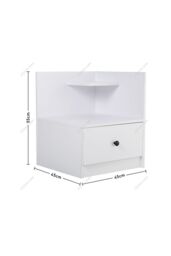 Living and Home Modern Style Wooden Bedside Table with Drawer and Shelf Nightstand in White - thumbnail 6
