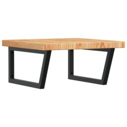 Berkfield Home Basin Shelf Wall Mounted Steel & Solid Wood Oak in Brown - thumbnail 2