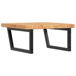 Berkfield Home Basin Shelf Wall Mounted Steel & Solid Wood Oak in Brown - thumbnail 6