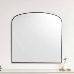 Melody Maison Large Black Framed Arched Wall Mirror 92cm X 91cm - Size: 92 cm X 91 cm - thumbnail 2
