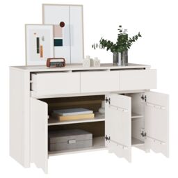 "Berkfield Home Sideboard ""DRAMMEN"" White 114x43x75, 5 cm Solid Wood Pine" - thumbnail 3