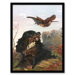 Artery8 Arthur Fitzwilliam Tait Framed Wall Art Cocker Spaniel Dog & Woodcock - Size: A4 - thumbnail 1