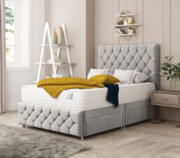 "Bed Choices Regency Bed Set No drawer With Mattress & 26"" Headboard in Silver - Size: Double" - thumbnail 1