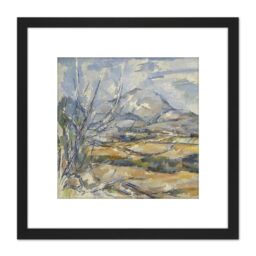 Artery8 Paul Cezanne Montagne Sainte Victoire 8X8 Inch Square Wooden Framed Wall Art Print Picture with Mount in Black - thumbnail 1