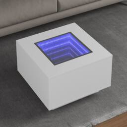 Berkfield Home Decorative Coffee Table with LED White 60x60x40 cm Engineered Wood - Size: 60 x 60 x 40 cm - thumbnail 2
