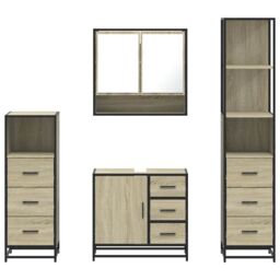 Berkfield Home 4¬†Piece Bathroom Furniture Set¬†Sonoma Oak Engineered Wood in Brown - thumbnail 5