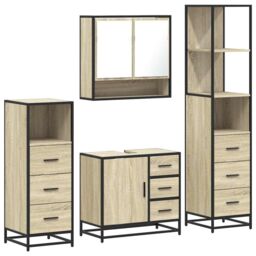 Berkfield Home 4¬†Piece Bathroom Furniture Set¬†Sonoma Oak Engineered Wood in Brown - thumbnail 2