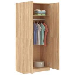 Berkfield Home Wardrobe Sonoma Oak 90x52x200 cm Engineered Wood in Light Tan - Size: 90 x 52 x 200 cm - thumbnail 4