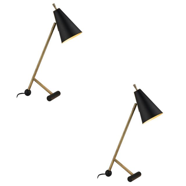 Loops 2 PACK Antique Brass & Matt Black Task Lamp - Modern Adjustable Table Desk Light - image 1