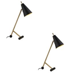 Loops 2 PACK Antique Brass & Matt Black Task Lamp - Modern Adjustable Table Desk Light - thumbnail 1