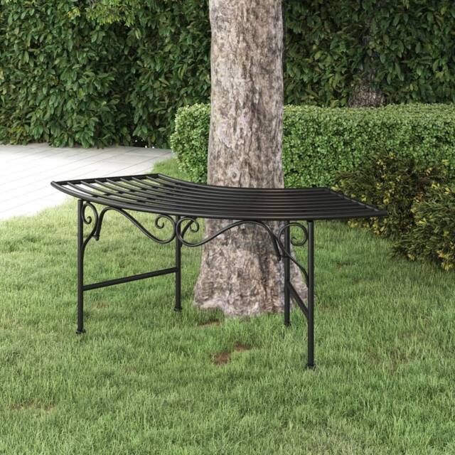 Berkfield Home Tree Bench 113 cm Black Steel - image 1