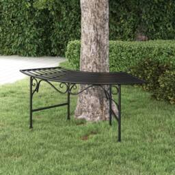 Berkfield Home Tree Bench 113 cm Black Steel - thumbnail 1