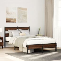 Berkfield Home Bed Frame without Mattress Brown Oak 120x200 cm Engineered Wood - Size: Small Double - thumbnail 1