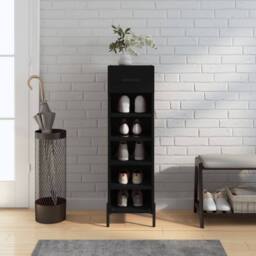 Berkfield Home Shoe Cabinet Black 30x35x105 cm Engineered Wood - Size: 30 x 35 x 105 cm - thumbnail 2