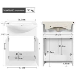 Kelvenix Bathroom Vanity Unit with Ceramic Basin in White - thumbnail 2