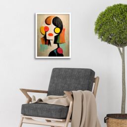"Artery8 Wall Art Print Minimalist Abstract Pop Art Portrait Art Framed in White - Size: W12"" x H16""" - thumbnail 2