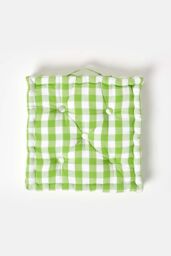 Homescapes Block Check Cotton Gingham Floor Cushion in Green - Size: 50 cm x 50 cm - thumbnail 3
