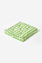 Homescapes Block Check Cotton Gingham Floor Cushion in Green - Size: 50 cm x 50 cm