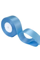 Neel Blue Double Sided Satin Polyester Ribbon Roll, 25mm x 25 Metres in Baby Blue - thumbnail 4