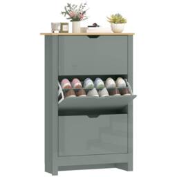 HOMCOM 18-Shoe Storage Cabinet 6 Shelves 3 Drawers Tabletop in Light Grey - thumbnail 2