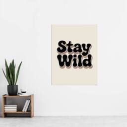 "Artery8 Stay Wild Retro Rainbow Font Typography Wall Art Print in Beige - Size: W12"" x H16""" - thumbnail 4