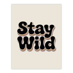 "Artery8 Stay Wild Retro Rainbow Font Typography Wall Art Print in Beige - Size: W12"" x H16""" - thumbnail 1