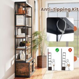 Costway 8-tier Bookshelf Freestanding Bookcase with Storage & Drawers in Brown - thumbnail 8