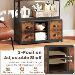 Costway 8-tier Bookshelf Freestanding Bookcase with Storage & Drawers in Brown - thumbnail 7
