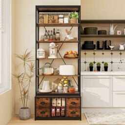 Costway 8-tier Bookshelf Freestanding Bookcase with Storage & Drawers in Brown - thumbnail 4
