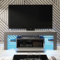 Creative Furniture Floe TV Unit 130cm - A Sleek & Elegant Cabinet with Gloss Doors & LED Lights in Dark Grey - thumbnail 6