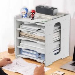 Havendro 5Tier Desktop File Holder A4 Paper Storage Tray Office in White - Size: 0.6m2 - thumbnail 1