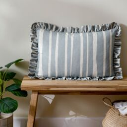 Furn Carmon Stripe Ruffle Cushion in Blue - Size: 40 cm x 60 cm - thumbnail 1
