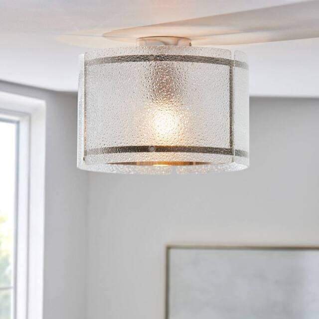 Pagazzi Traynor Clear & Satin Nickel Flush Ceiling Light - image 1