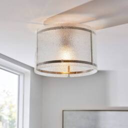 Pagazzi Traynor Clear & Satin Nickel Flush Ceiling Light - thumbnail 3
