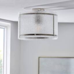 Pagazzi Traynor Clear & Satin Nickel Flush Ceiling Light - thumbnail 2