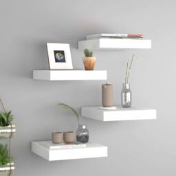 Berkfield Home Durable Floating Wall Shelves 4 pcs White 23x23.5x3.8 cm MDF - thumbnail 2