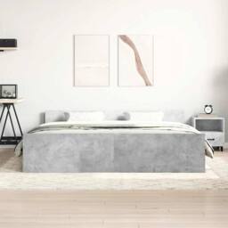 Berkfield Home Bed Frame with Headboard with Footboard Concrete Grey 180x200 cm… - Size: Super King - thumbnail 4