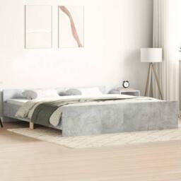 Berkfield Home Bed Frame with Headboard with Footboard Concrete Grey 180x200 cm… - Size: Super King - thumbnail 2