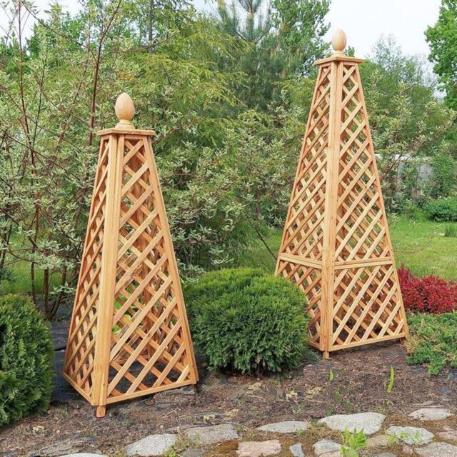 Primrose Wooden Garden Obelisk for Garden Climbers Climbing Plants 50cm x 150cm in Natural - Size: 50 cm x 150 cm - image 1