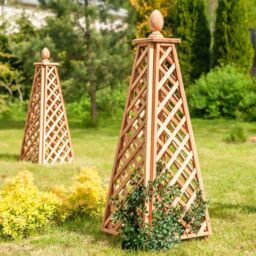 Primrose Wooden Garden Obelisk for Garden Climbers Climbing Plants 50cm x 150cm in Natural - Size: 50 cm x 150 cm - thumbnail 2